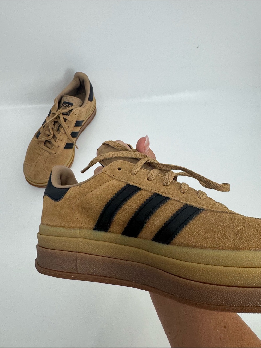 Adidas Originals Womens Gazelle Bold Sneakers Cardboard Core Black Gum Size 6.5 - Picture 6 of 11
